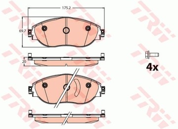 Колодки передние TRW - AUDI A3 S3 8V 340 мм