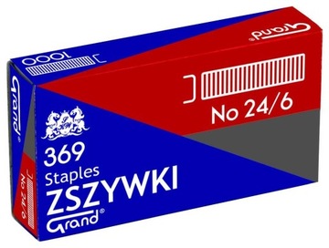 Скобы канцелярские GRAND 369 №24/6 * 2 х 1000 шт *