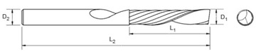 Фреза VHM 1р, левая, 3х14мм, ПВХ ДЕРЕВО