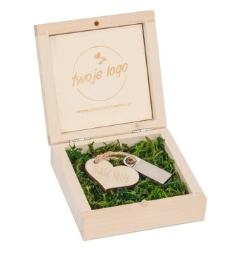 Деревянная коробочка для флешки+гравировка+ручка 16Гб