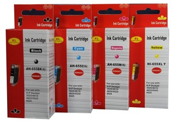 4x tusz zam. HP655XL 6525 6000 4615 6525 6500 6520
