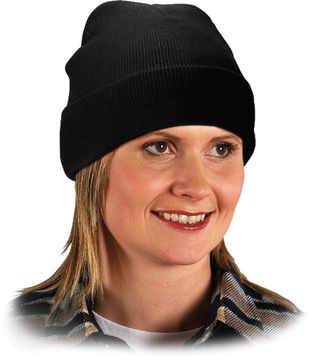 Czapka dzianinowa czarna zimowa 100% akryl