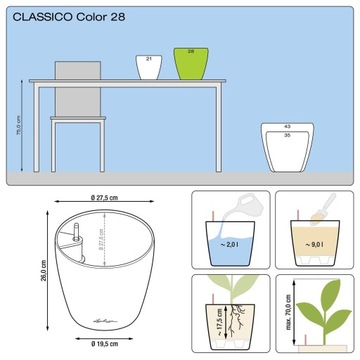 LECHUZA CLASSICO COLOR 28 СЕРЫЙ ЦВЕТОЧНЫЙ ГОРШОК