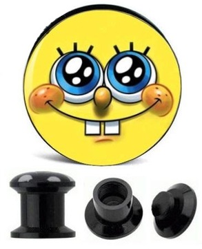 AKRYLOWY TUNEL PLUG GWINT WEWNETRZ SPONGEBOB 6 mm