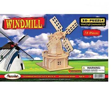 ДЕРЕВЯННАЯ 3D ПРОСТРАНСТВЕННАЯ ЗАГАДКА ВЕТРЯНАЯ МЕЛЬНИЦА
