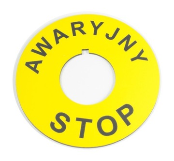 WYŁĄCZNIK AWARYJNY STOP tabliczka średnica 80 mm