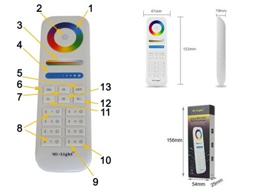 MILIGHT FUT089B ПУЛЬТ ДИСТАНЦИОННОГО УПРАВЛЕНИЯ ЧЕРНЫЙ RGB+CCT 8 ЗОН