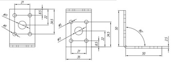 KL1 УГОЛ СТОЛЯРНЫЙ СОЕДИНИТЕЛЬНЫЙ 50x50x35 10 шт.