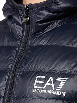 EMPORIO ARMANI EA7 pikowana kurtka z kapturem ocieplana NIGHT BLUE roz. XXL