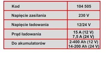 WELDMAN ВЫПРЯМИТЕЛЬ ЗАРЯДКИ 200 15А 12В/24В 400А ГЕЛЬ