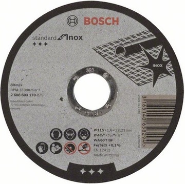 Tarcza tnąca prosta Standardfor Inox 115x1,6 BOSCH