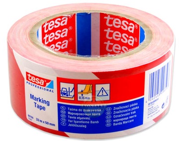 TESA 60760 ПРЕДУПРЕЖДАЮЩАЯ ЛЕНТА БЕЛАЯ И КРАСНАЯ 33м