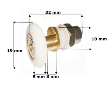 19 mm ROLKA PRYSZNICOWA NA MIMOŚRODZIE KÓŁKO WÓZEK ŁOŻYSKO