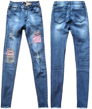JS222 JEANS elastyczne jeansy SPODNIE RURKI XS /34