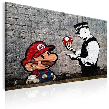 OBRAZ GRAFFITI BANKSY MARIO 90x60cm h-B-0080-b-a