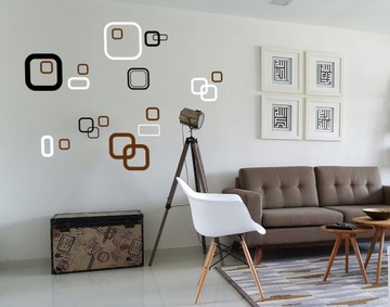 naklejki na szybę ścianę kwadraty figury kolory