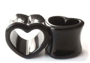 Plug tunel akryl akrylu Czarny serce heart 8mm