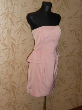 H&M - różowa pastelowa sukienka z baskinką -40
