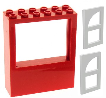 LEGO okno 2x6x6 czerwone 6236 6237 NOWE M95