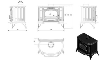 КАМИН KOZA ЧУГУННАЯ ПЕЧЬ KOZA K9 10 кВт ecodesign + КОМПЛЕКТ ДЛЯ ПОДКЛЮЧЕНИЯ