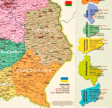 НАСТОЛЬНЫЙ ПОДЛОК АДМИНИСТРАТИВНАЯ КАРТА ПОЛЬШИ 58X38 СМ