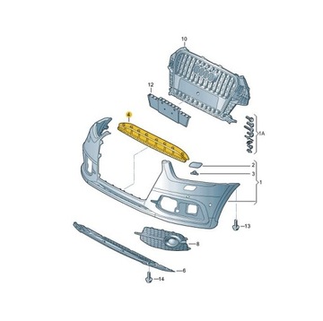 БАМПЕР ЦЕНТРАЛЬНАЯ РЕШЕТКА ПЕРЕДНЯЯ НИЖНЯЯ AUDI Q3 SLINE