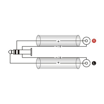 Roxtone RAYC110L1 kabel 2x RCA m - jack stereo 1m