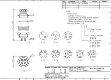 РАЗЪЕМ вилка+гнездо MINI NC/CB 6pin МЕТАЛЛ (2635