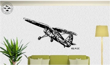 Naklejka ścienna samolot PZL P11 145x60cm na ścianę nr.10