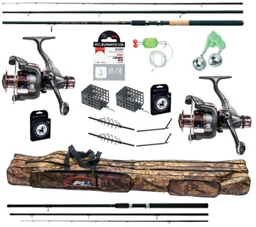 ZESTAW WĘDKARSKI 2x WĘDKA FEEDER KOŁOWROTEK TORBA