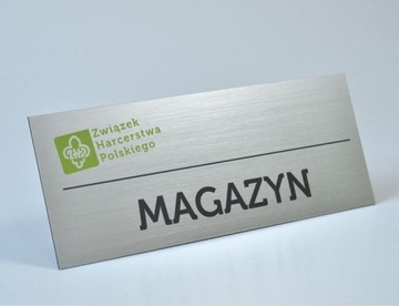 tabliczka informacyjna szyld z logo 25x10 nadrukUV