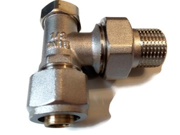 Zawór grzejnikowy 1/2 Kątowy + Złączka Pex 16mm
