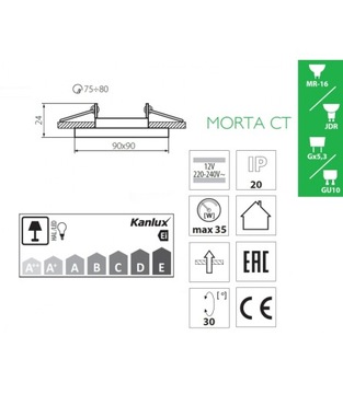 Kanlux MORTA CT-DTL50-B встраиваемый потолочный светильник