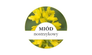 ETYKIETY okrągłe fi 4 cm miód NOSTRZYKOWY 24 szt