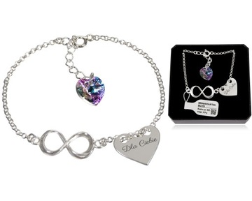 Браслет с кр. ГРАВИРОВКА Swarovski Infinity Heart