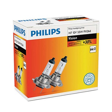 2 лампы Philips H7 Vision 55 Вт +30 % больше в мире