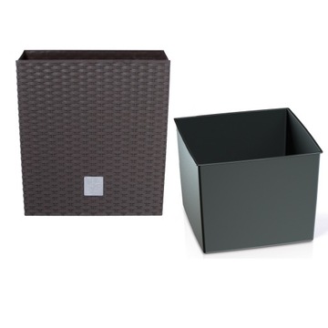Doniczka z wkładem kwadratowa 22x22cm RATTAN Umbra