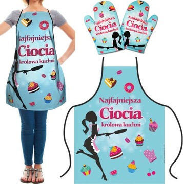 FARTUCH i RĘKAWICA prezent dla CIOCI WUJKA ciocia
