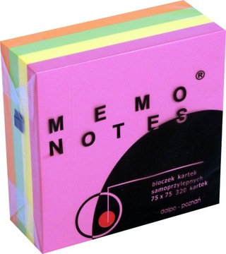 KARTECZKI MEMO SAMOPRZYLEPNE NOTES 75 X 75 NEONOWE