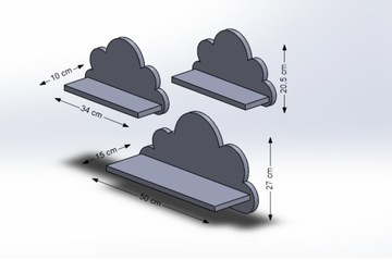 Очень прочный набор Cloud Shelves из 3 предметов. СКИДКА: 3 настенные полки Cloud.