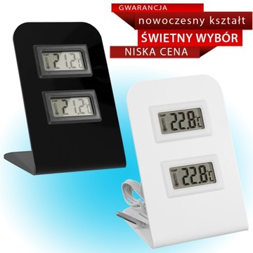 ELEGANCKI ELEKTRONICZNY TERMOMETR ZEWN/WEWN. SONDA