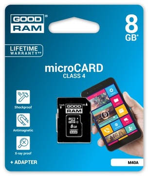 Карта micro SDHC GOODRAM 8 ГБ Карта microSD 8 ГБ + адаптер SD