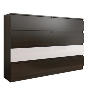 KOMODA 140CM SZAFKA 8 SZUFLAD Wenge WYSOKI POŁYSK