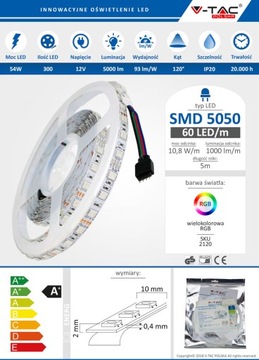 СВЕТОДИОДНАЯ ЛЕНТА SMD 5050 60 300 5м RGB разноцветная