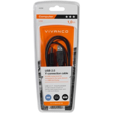 Markowy Kabel Y 2 x USB A <-> mini USB Jakość Sklep Vivanco W-wa C.H.LAND