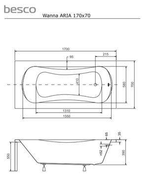 комплект польский ВАННА ARIA 170x70