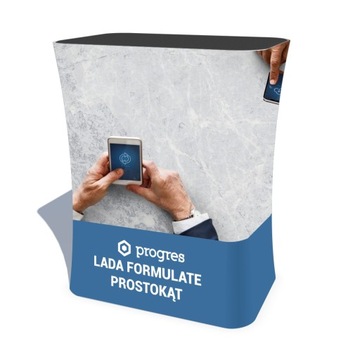 TRYBUNKA REKLAMOWA PROSTOKĄTNA LADA Z WYDRUKIEM