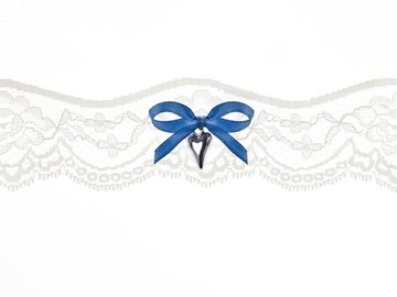 Niebieska podwiązka ślubna koronkowa na Ślub 12wz.
