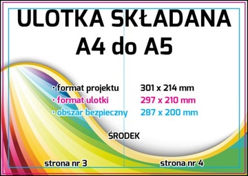 ULOTKI FOLDERY SKŁADANE A4 DO A5 DL 2000 szt. 170g