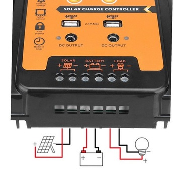 SOLARNY REGULATOR ŁADOWANIA LCD 70A 12V/24V PWM H7